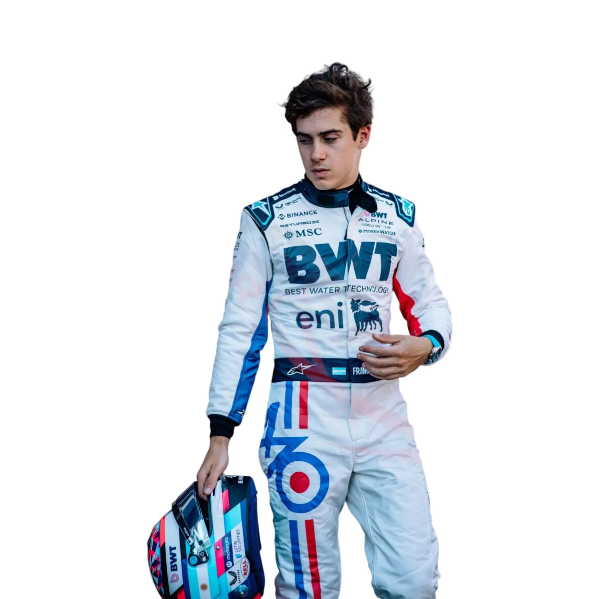 2025 Franco Colapinto Spanish GP celebrate 70 years Race Suit