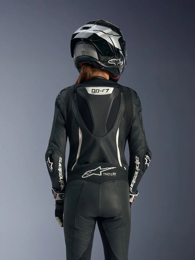 Women Stella GP-R7 1-Piece Leather Suit – Black / Fuchsia