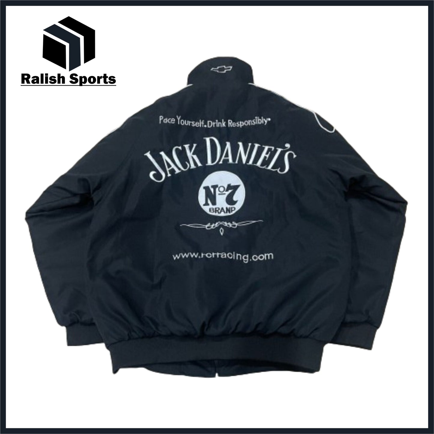 F1 Vintage Racing Jacket Padded Ebroidered Jack Daniels Jacket Black