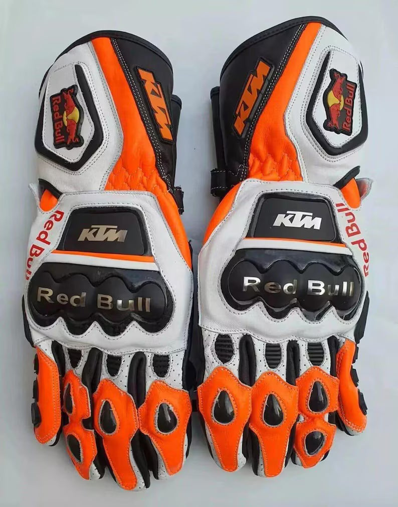 KTM Redbull MotoGP Leather Racing Gloves