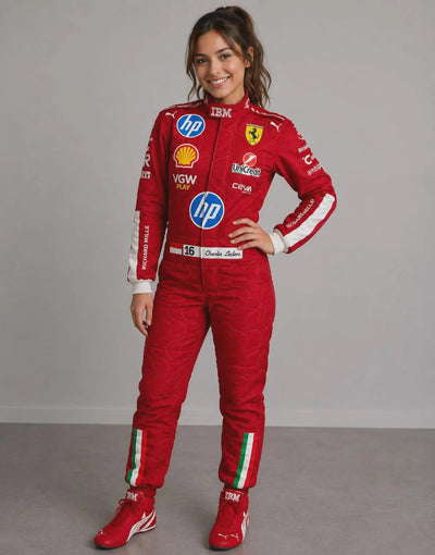 2026 Custom F1 Ferrari Lewis Hamilton And Charles Leclerc Kart suit, Personalized kart suit, Formula 1 Costume for Adult and Kids