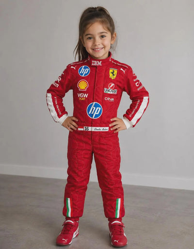 2026 Custom F1 Ferrari Lewis Hamilton And Charles Leclerc Kart suit, Personalized kart suit, Formula 1 Costume for Adult and Kids