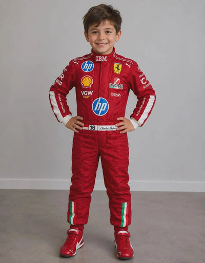 2026 Custom F1 Ferrari Lewis Hamilton And Charles Leclerc Kart suit, Personalized kart suit, Formula 1 Costume for Adult and Kids