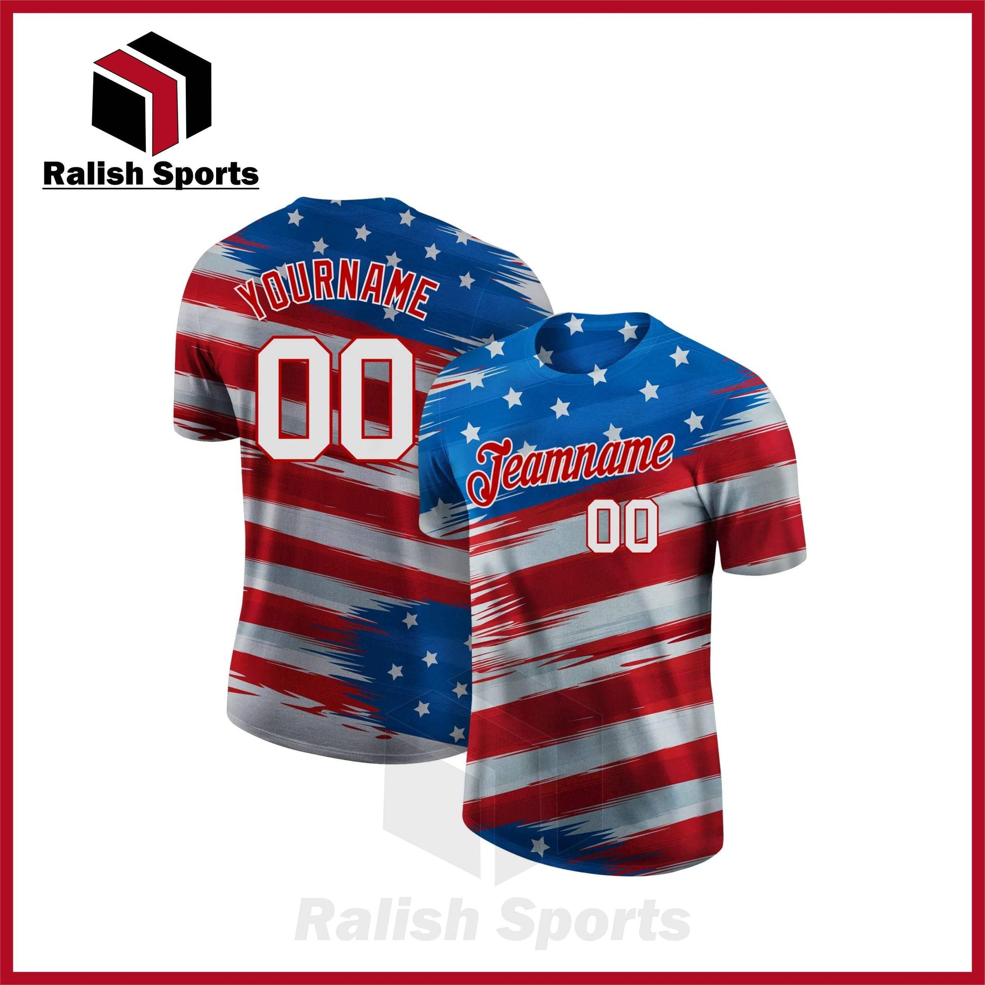Custom Royal White-Red 3D American Flag Performance T-Shirt - Ralish Sports