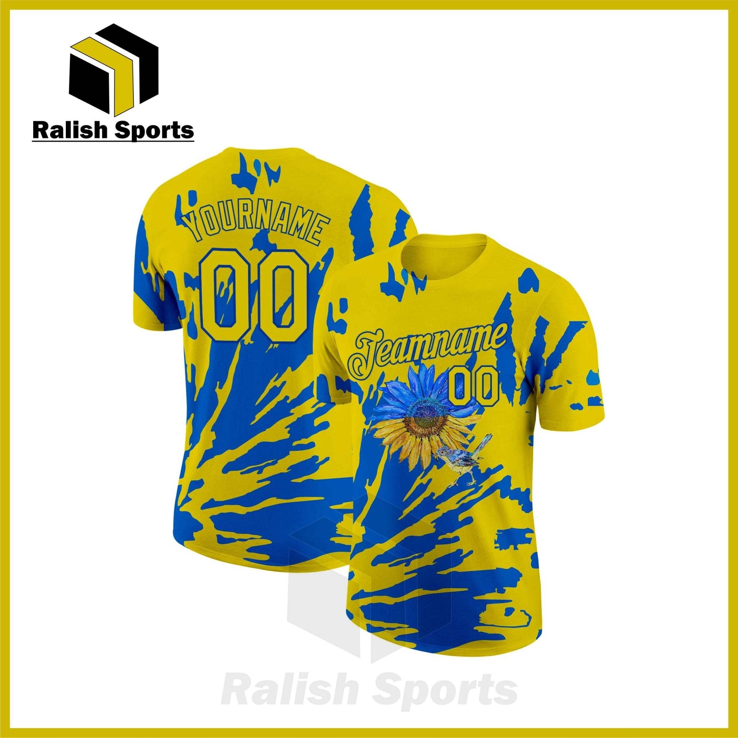 Custom 3D Pattern Design Ukraine Sunflower Nightingale Performance T-Shirt - Ralish Sports