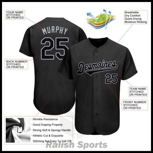 Custom Black Gray Baseball Jersey - Ralish Sports