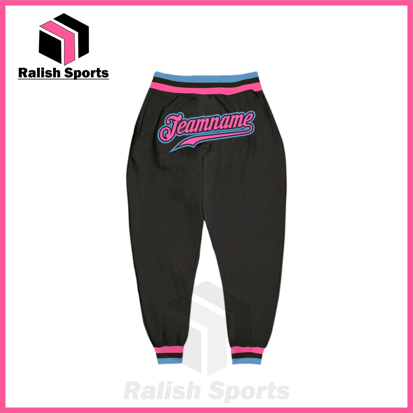 Custom Black Pink-Light Blue Sports Pants - Ralish Sports