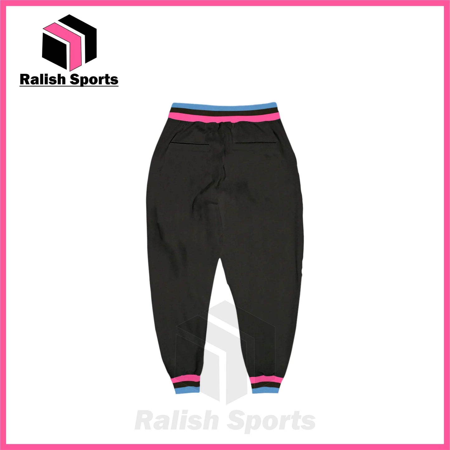 Custom Black Pink-Light Blue Sports Pants - Ralish Sports