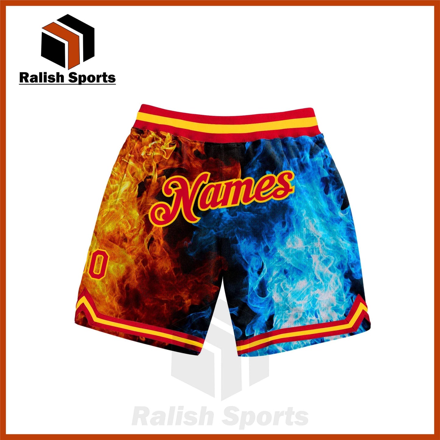 Custom Black Red-Gold 3D Pattern Design Flame Authentic Basketball Shorts - Ralish Sports
