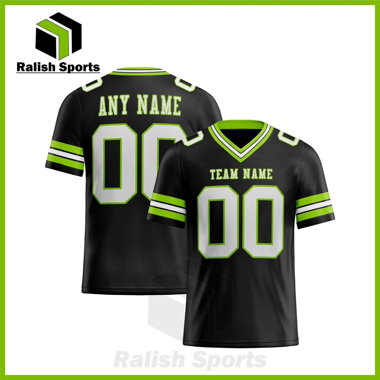 Custom Black White-Neon Green Mesh Authentic Football Jersey - Ralish Sports