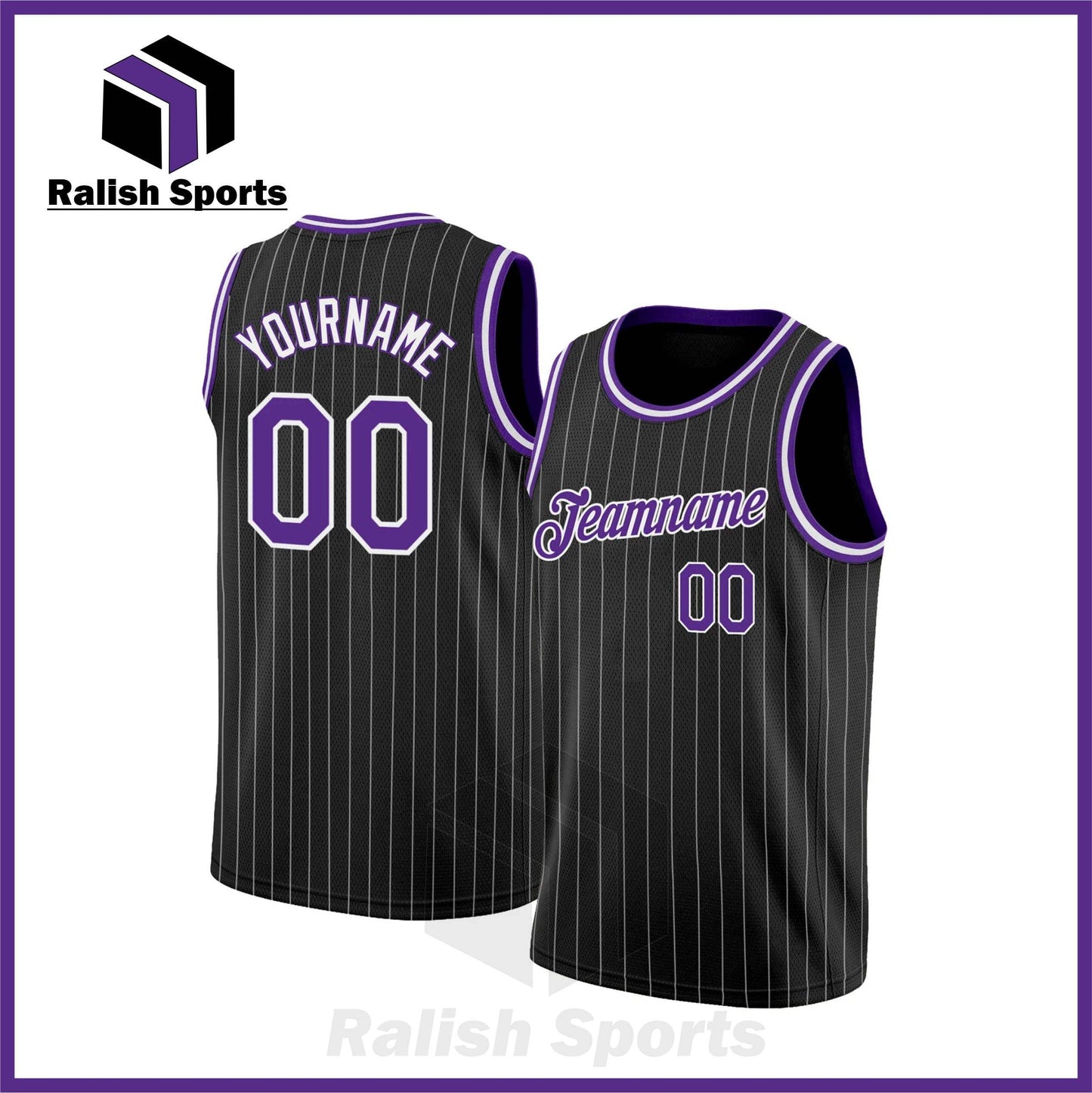 Custom Black White Pinstripe Purple-White Authentic Basketball Jersey - Ralish Sports