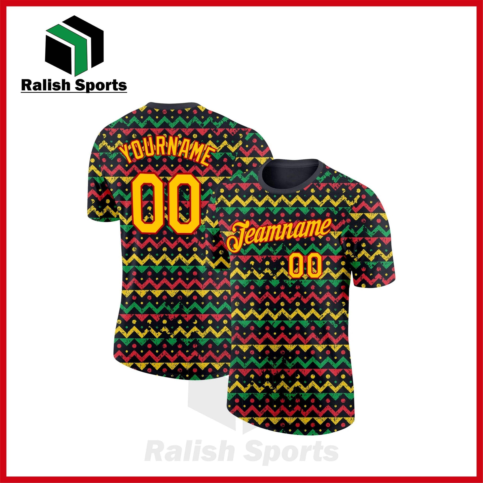 Custom Black Yellow-Red 3D Pattern Design Black History Month Performance T-Shirt - Ralish Sports