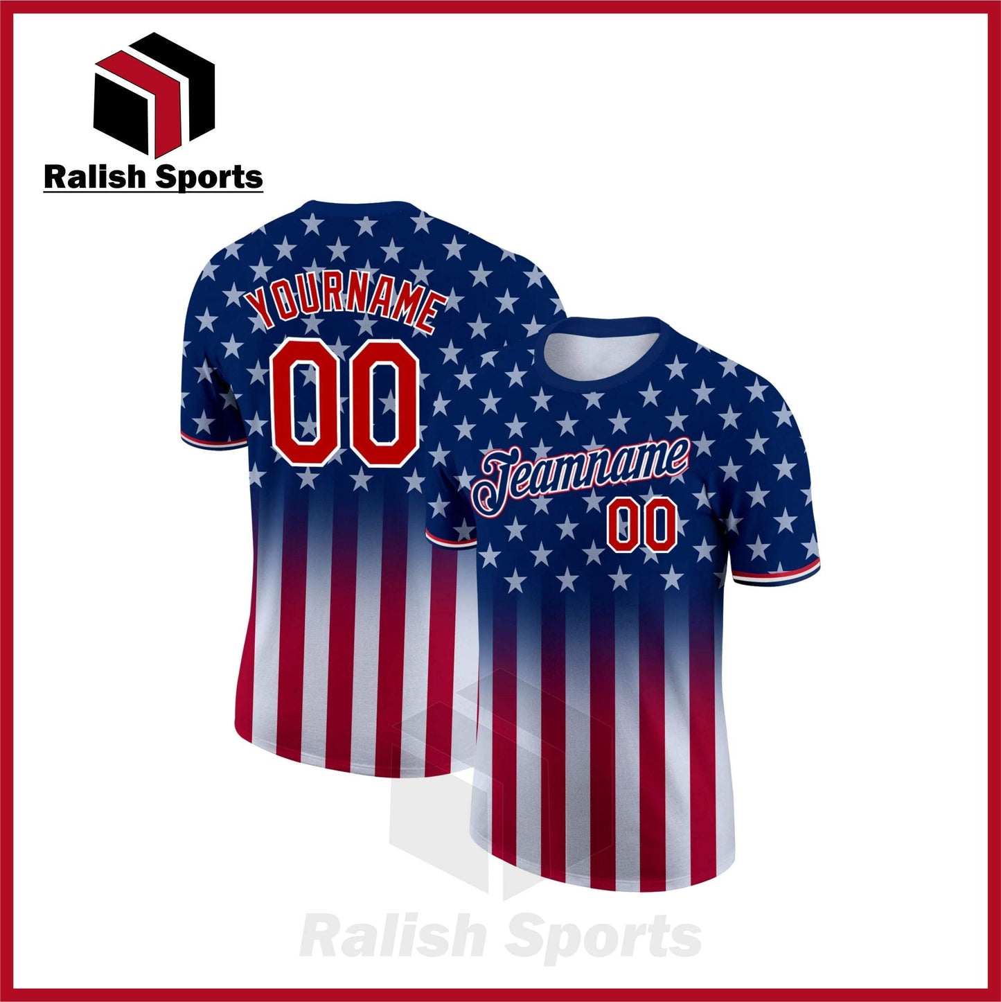Custom Blue Red-White 3D American Flag Fashion Performance T-Shirt - Ralish Sports