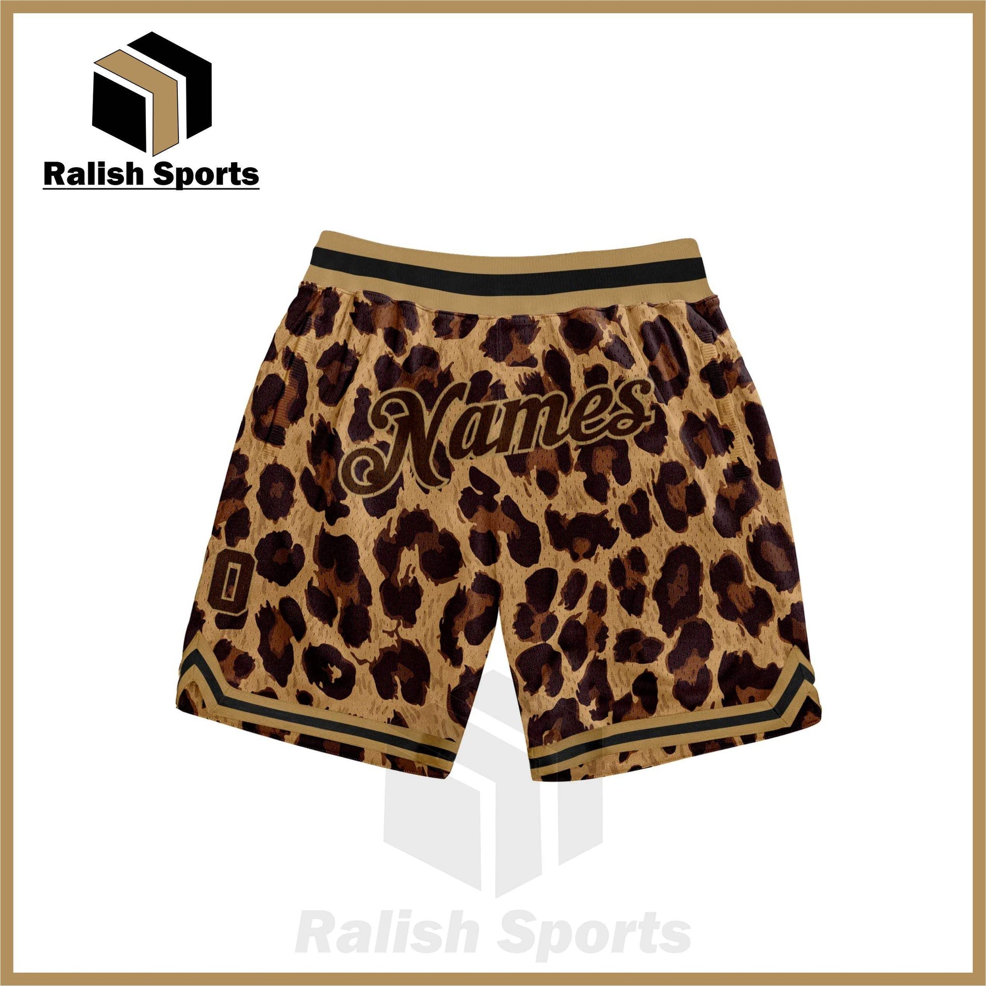 Custom Brown Brown-Old Gold 3D Pattern Design Leopard Authentic Basketball Shorts - Ralish Sports