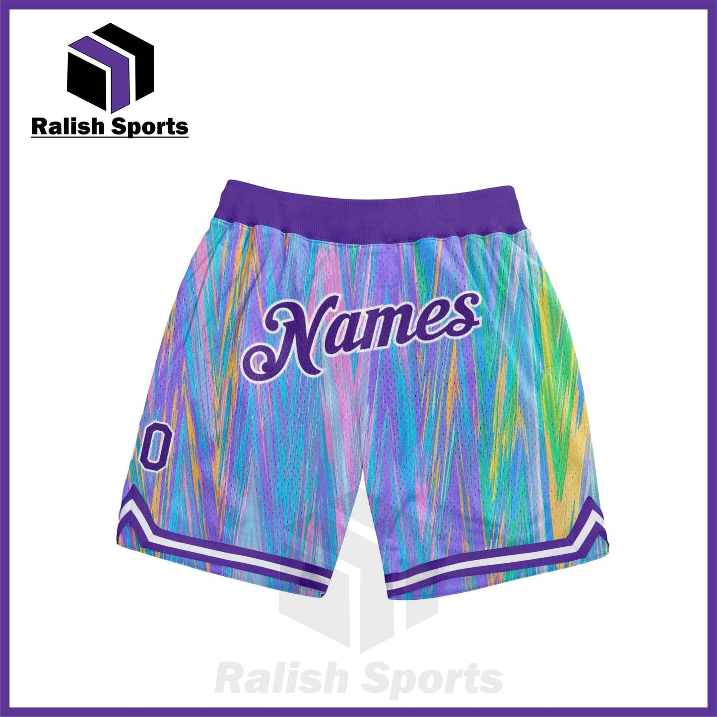 Custom Light Blue Purple-White 3D Pattern Design Zigzag Color Authentic Basketball Shorts - Ralish Sports
