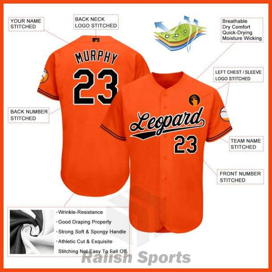Custom Orange Black-White Baseball Jersey - Ralish Sports