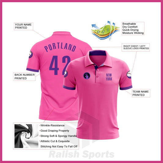 Custom Pink Black Performance Golf Polo Shirt - Ralish Sports