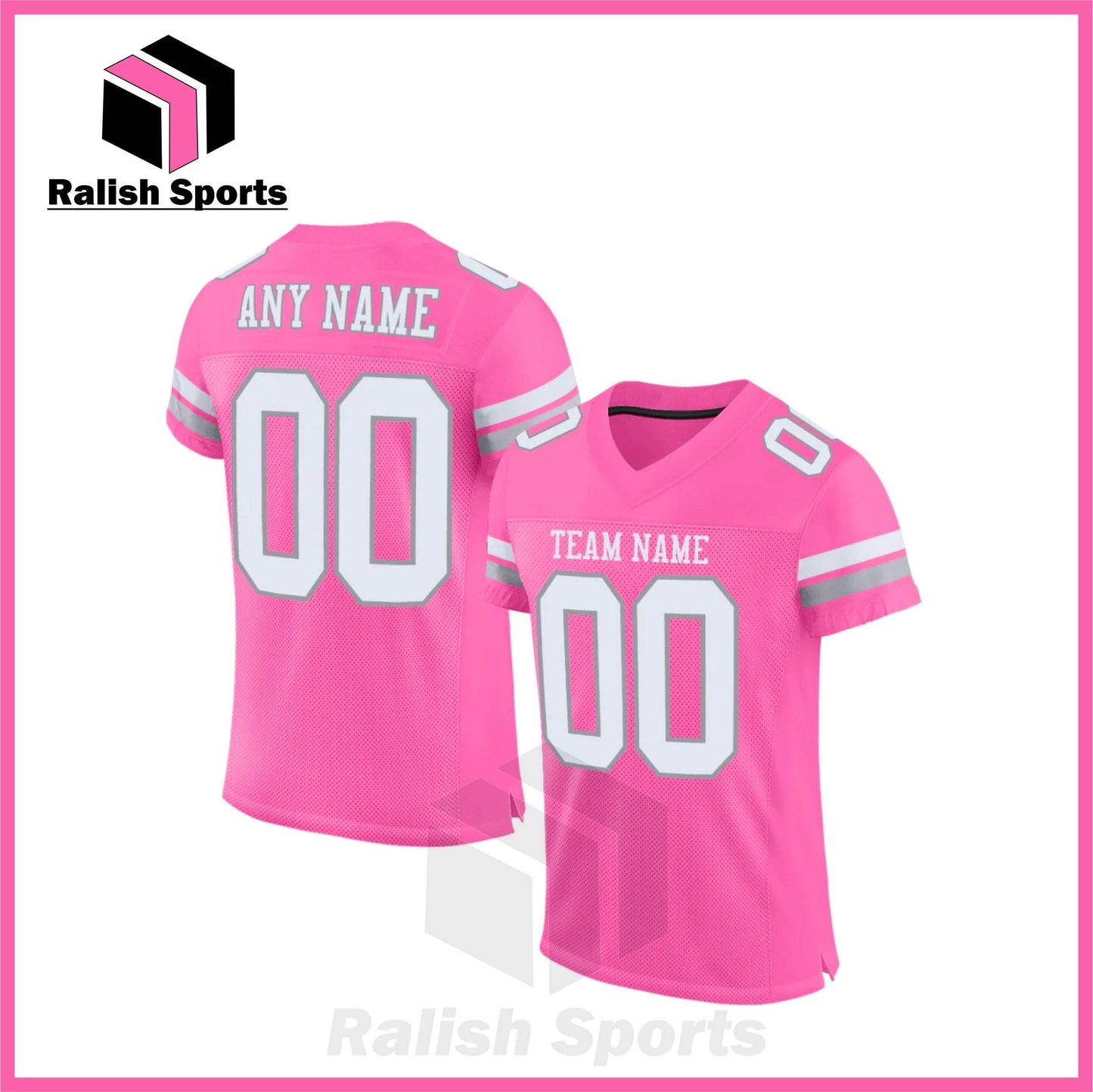 Custom Pink White-Light Gray Mesh Authentic Football Jersey - Ralish Sports