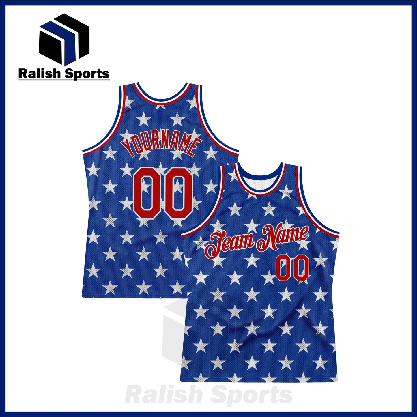 Custom Royal Red-White 3D Pattern Design American Flag Authentic Basketball Jersey - Ralish Sports