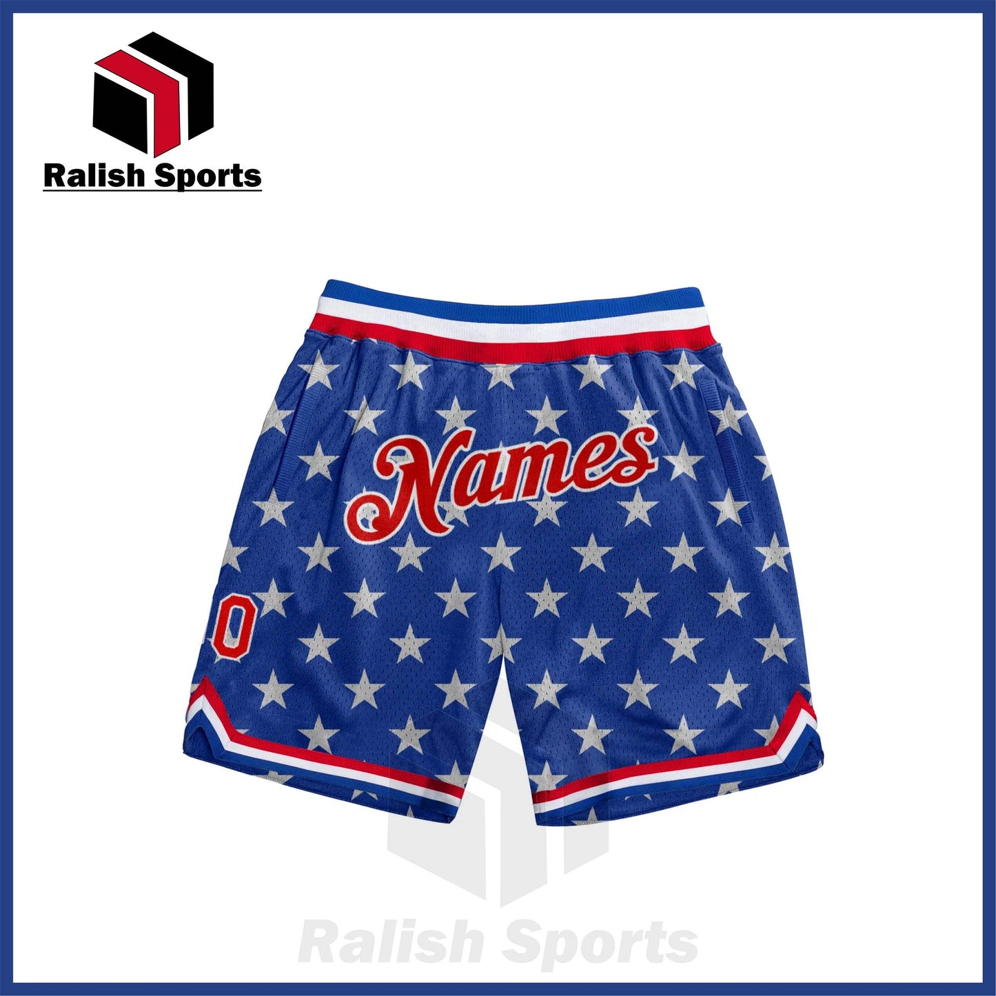 Custom Royal Red-White 3D Pattern Design American Flag Authentic Basketball Shorts - Ralish Sports