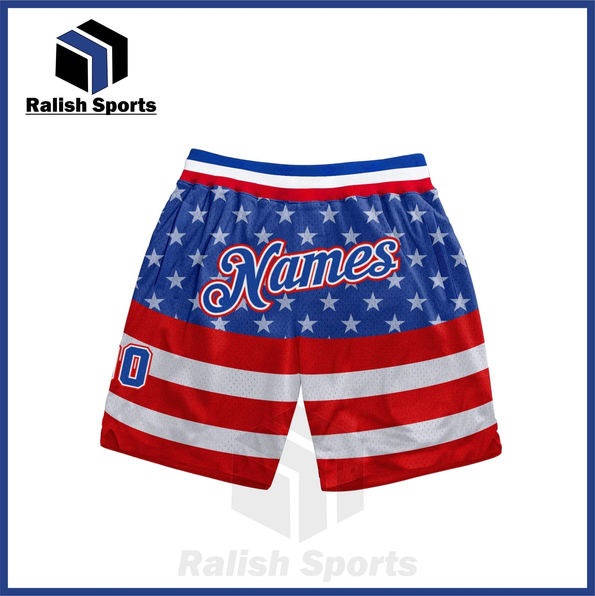 Custom Royal Royal-Red 3D Pattern Design American Flag Authentic Basketball Shorts - Ralish Sports