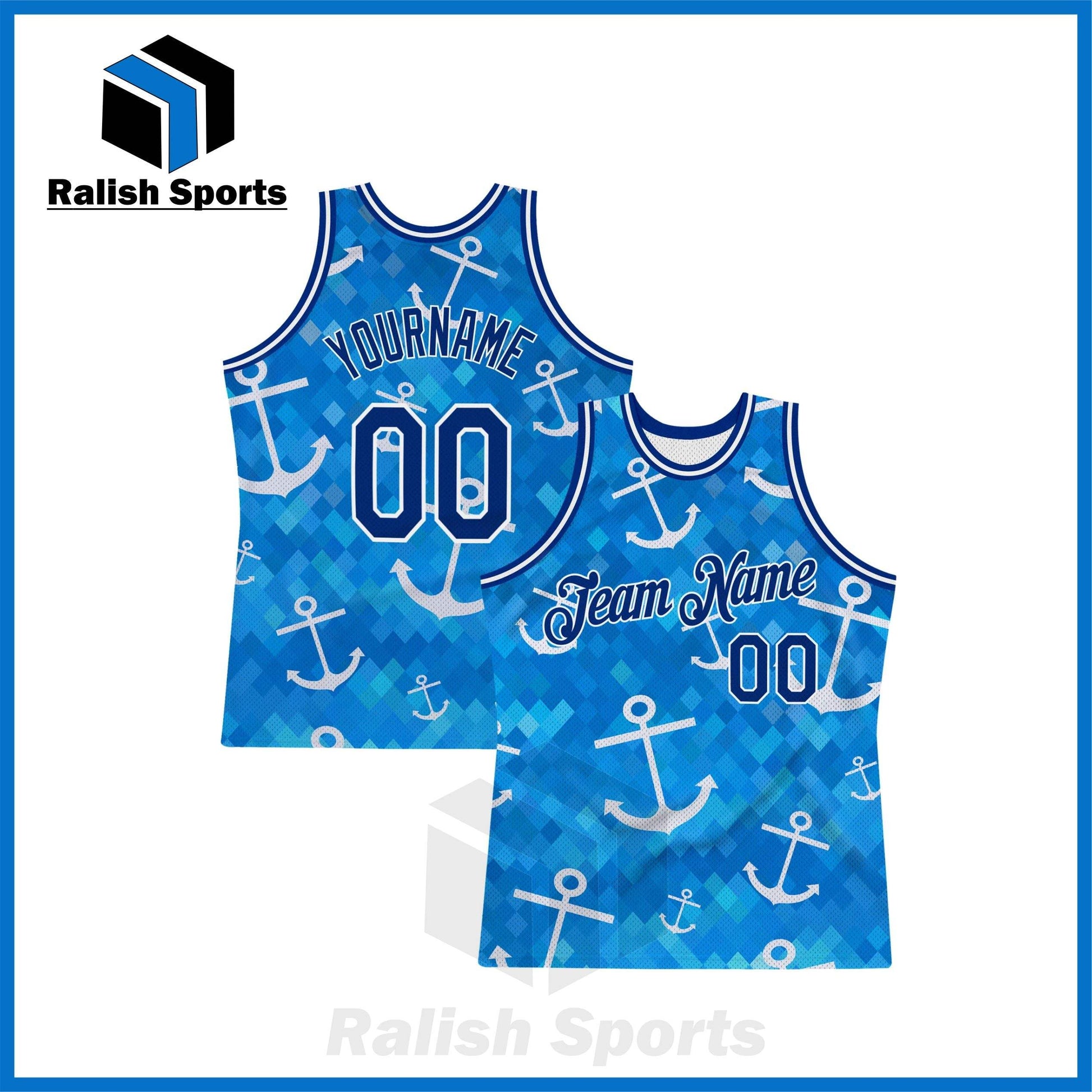 Custom Royal Royal-White 3D Pattern Design Anchors Authentic Basketball Jersey - Ralish Sports