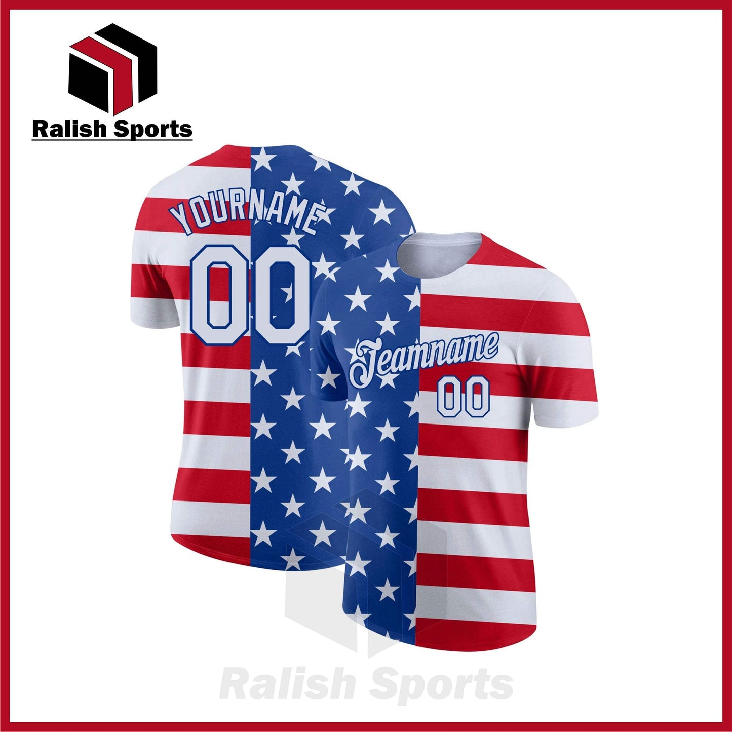 Custom Royal White-Red 3D American Flag Performance T-Shirt - Ralish Sports