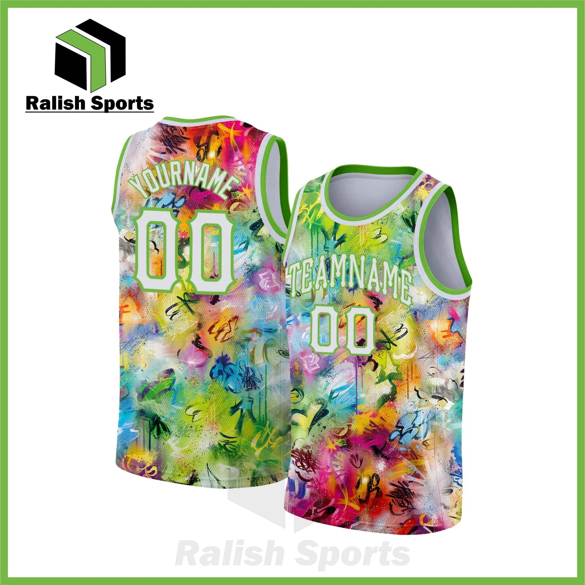 Custom Scratch Graffiti Pattern White-Neon Green 3D Authentic Basketball Jersey - Ralish Sports