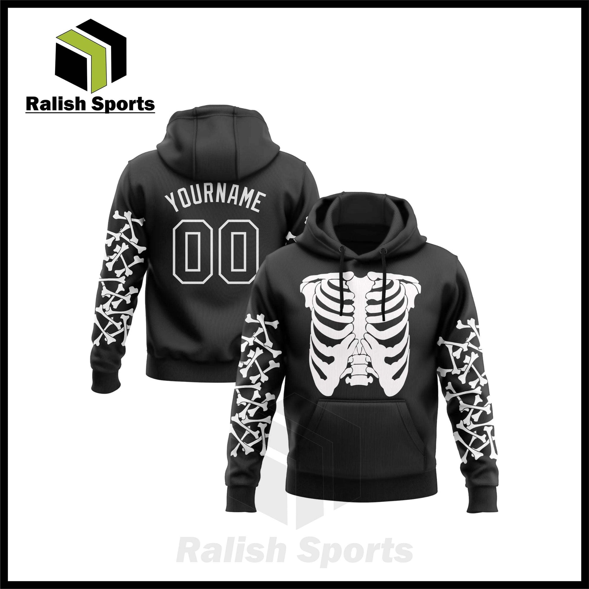 Custom Stitched Black White 3D Skull Fashion Sports Pullover Sweatshirt Hoodie - Ralish Sports