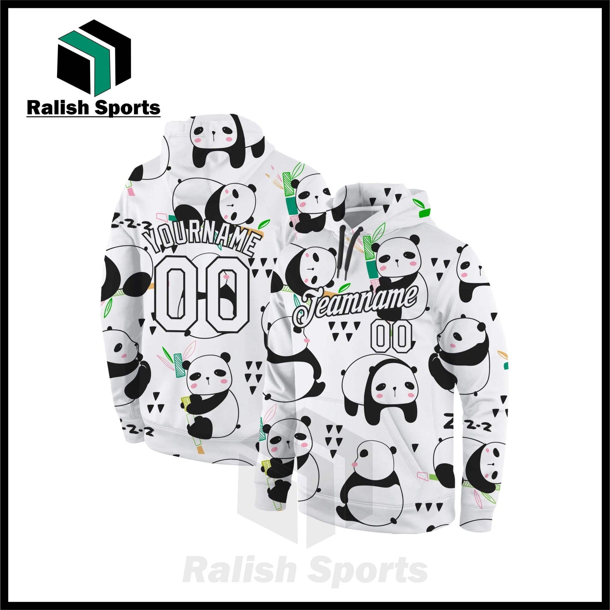 Custom Stitched Graffiti Pattern White-Black 3D Panda Sports Pullover Sweatshirt Hoodie - Ralish Sports