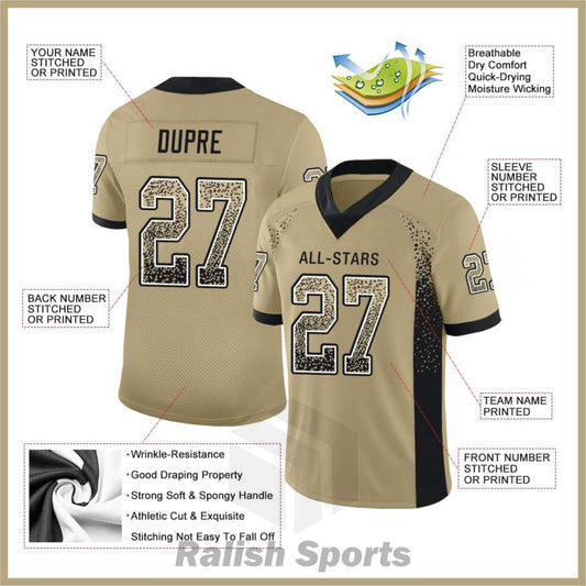 Custom Vegas Gold Black-White Mesh Drift Fashion Football Jersey - Ralish Sports