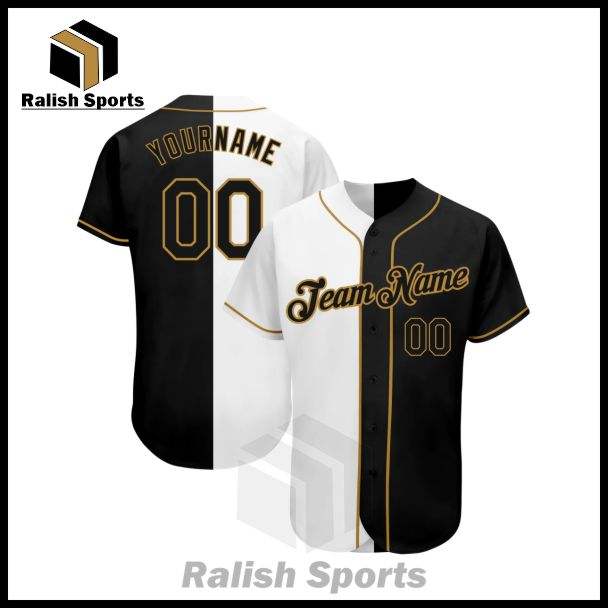 Custom White-Black Old Gold Authentic Split Fashion Baseball Jersey - Ralish Sports