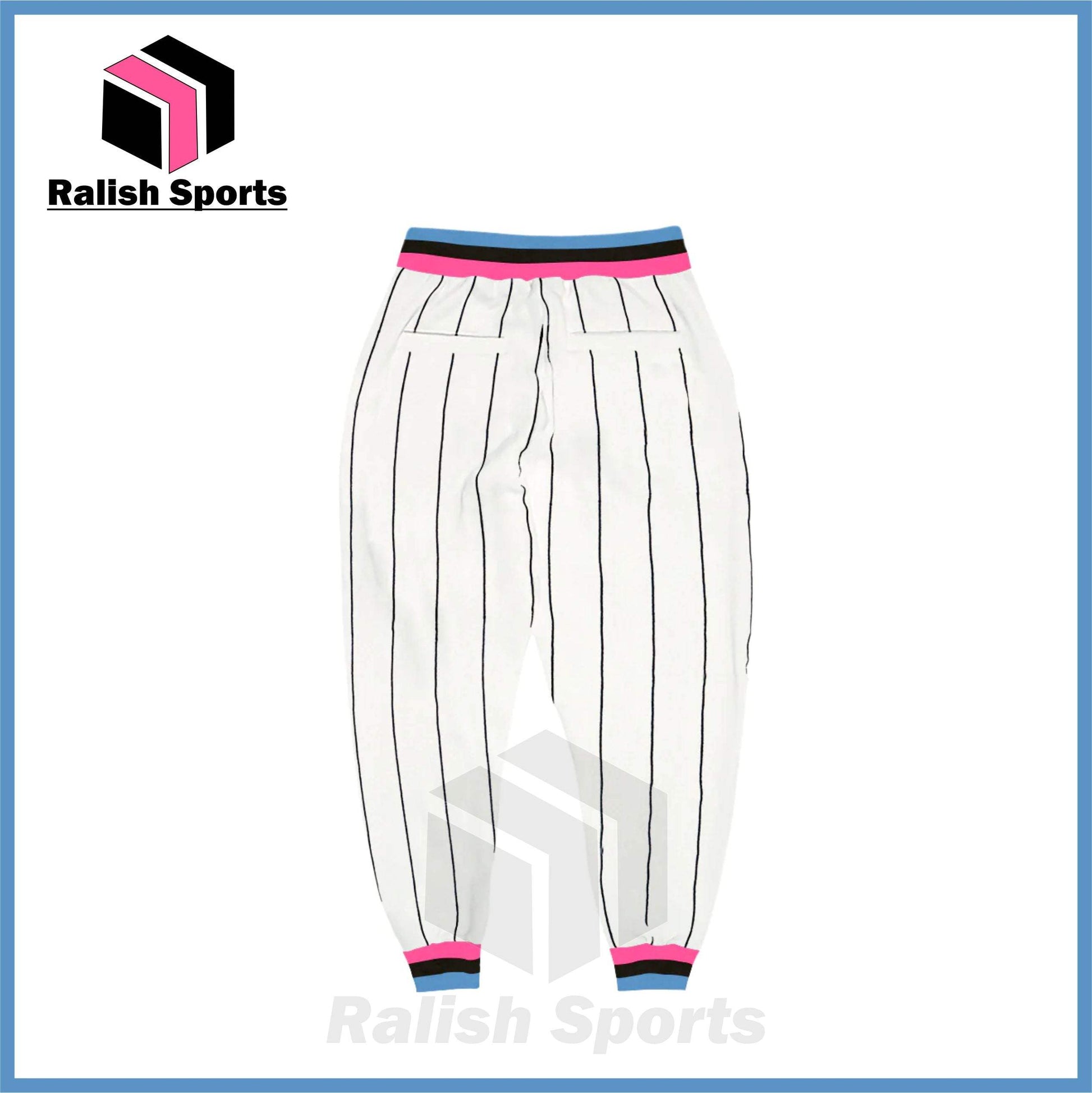 Custom White Black Pinstripe Pink-Light Blue Sports Pants - Ralish Sports