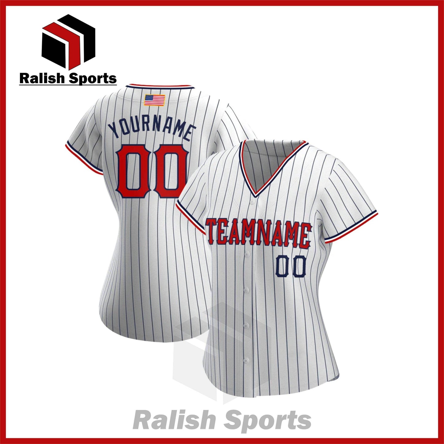 Custom White Black Pinstripe Red-Black Authentic American Flag Fashion Baseball Jersey - Ralish Sports