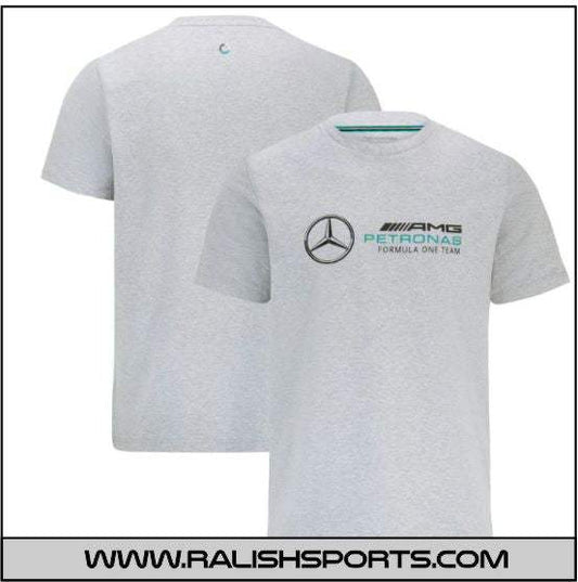 Mercedes AMG Petronas F1 Large Logo T-Shirt - Grey - Unisex - Ralish Sports
